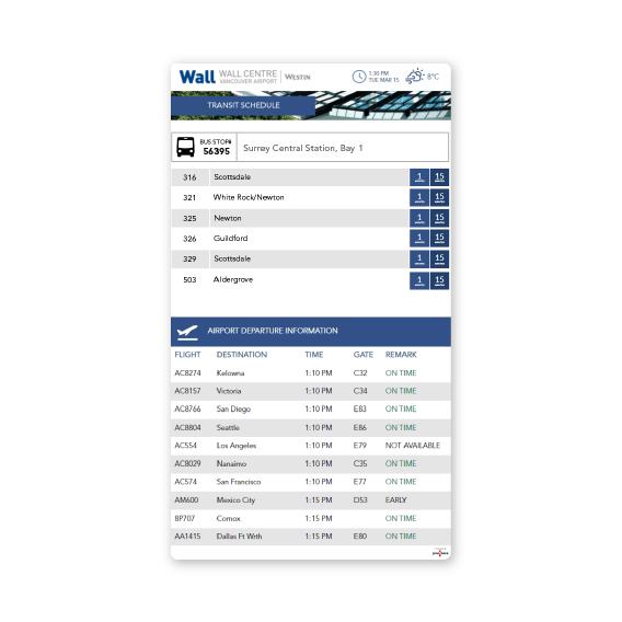 Departure Schedule Digital Signage